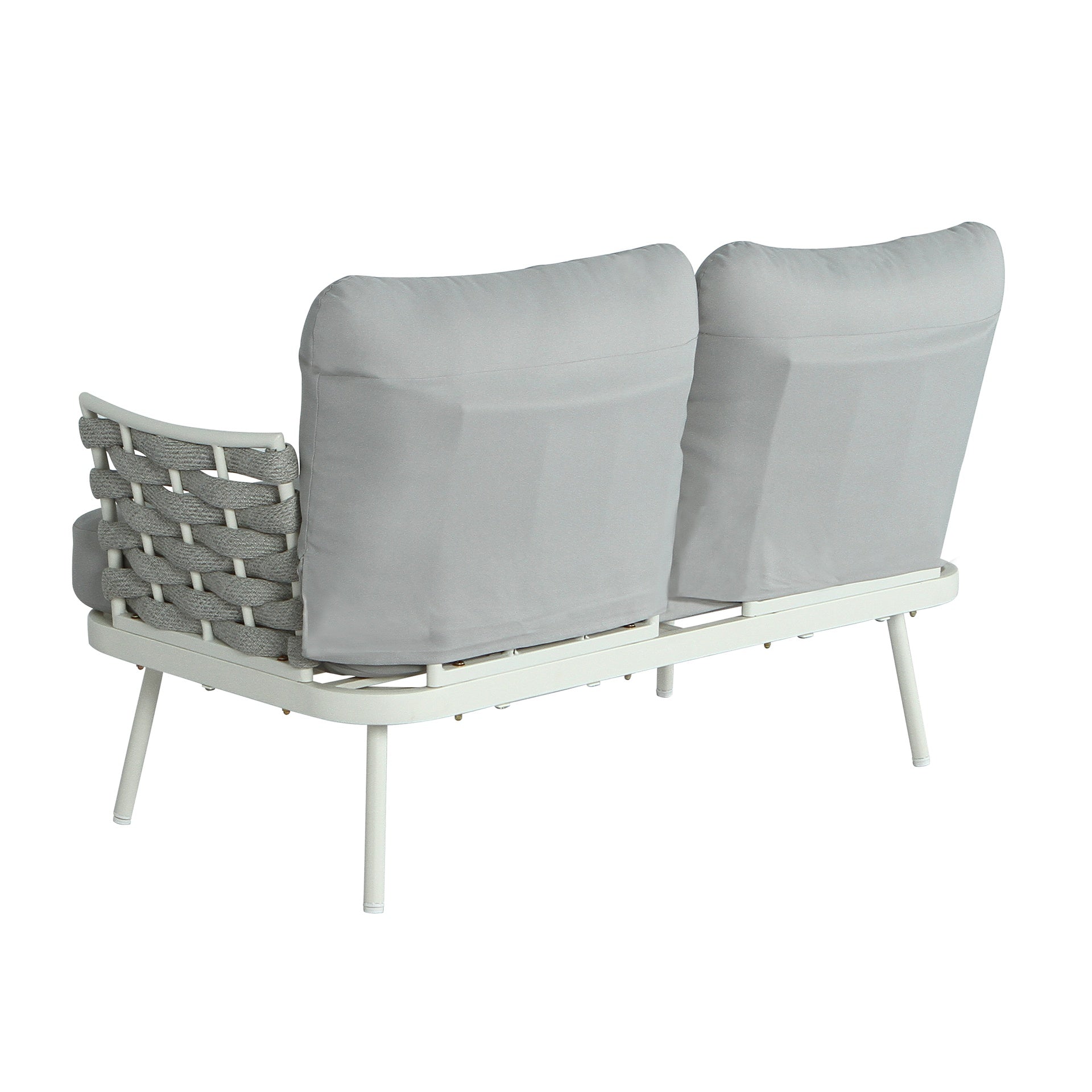 Mariano Steel Loveseat and Table, Off White+Grey