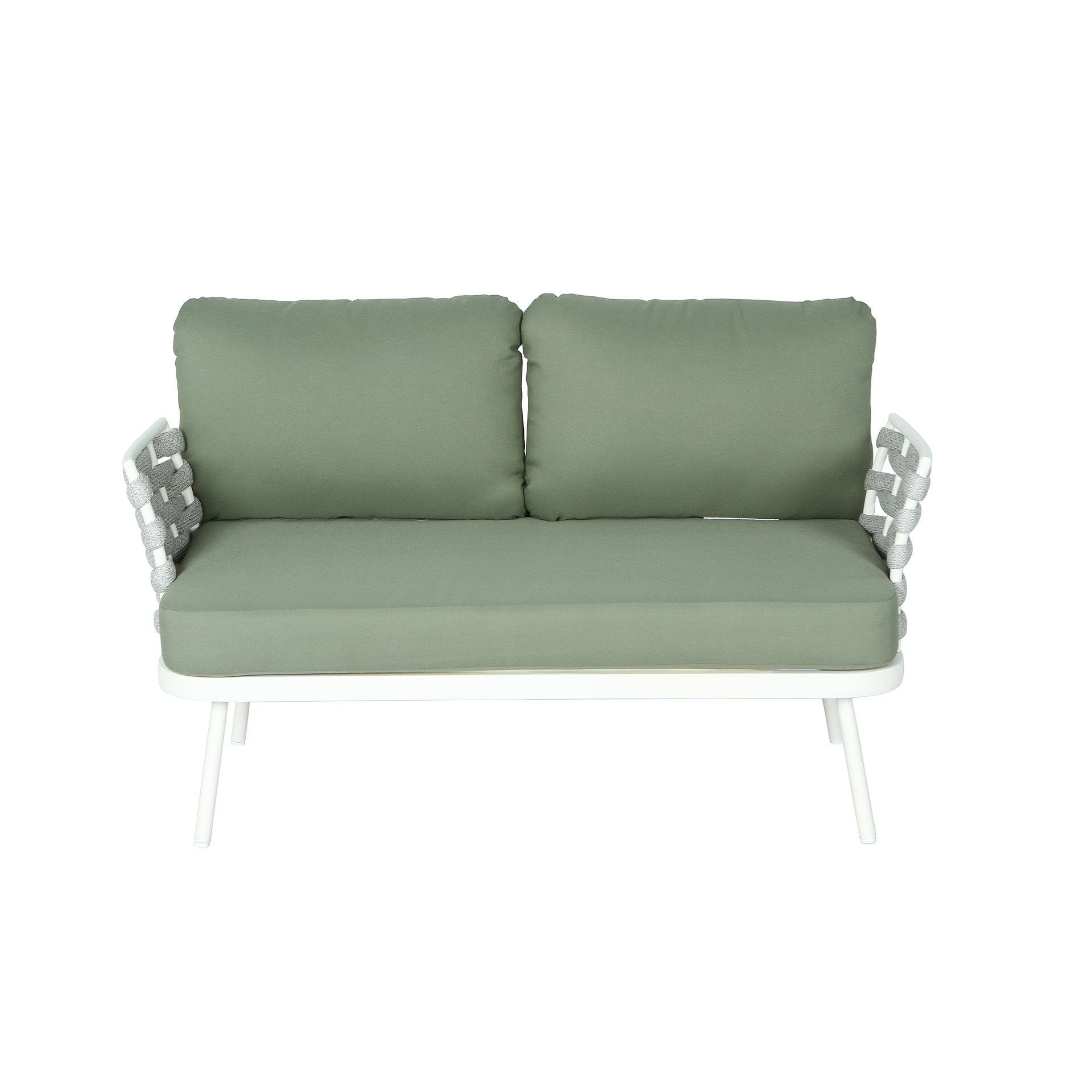 Mariano Steel Loveseat and Table, Off White+Green