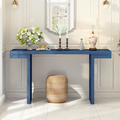 U-Style Large 60-Inch Console Table with Geometric Clean Lines Design,Stylish Entryway Table with Painted Finish and Adjustable Feet,Suitable for Living Room,Entryway,Hallway.