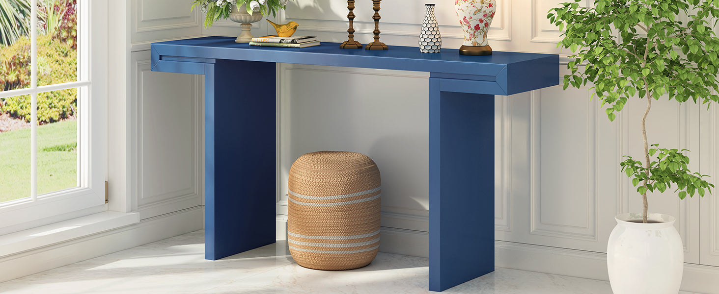 U-Style Large 60-Inch Console Table with Geometric Clean Lines Design,Stylish Entryway Table with Painted Finish and Adjustable Feet,Suitable for Living Room,Entryway,Hallway.