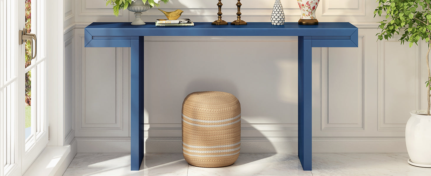 U-Style Large 60-Inch Console Table with Geometric Clean Lines Design,Stylish Entryway Table with Painted Finish and Adjustable Feet,Suitable for Living Room,Entryway,Hallway.