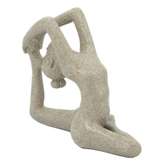 8.5x4.5x7" Beige Resin and Stone Yoga Figurine in King Pigeon Pose