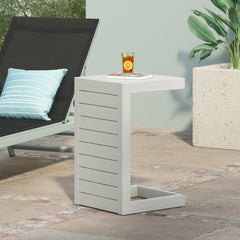 CAPE CORAL ALU C-SHAPED TABLE WHITE