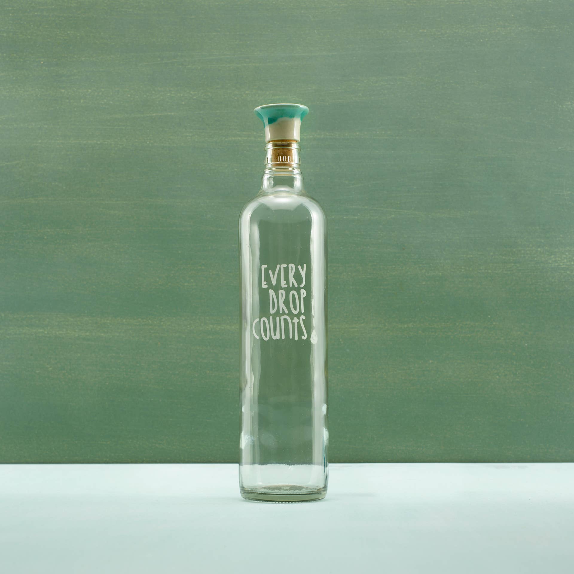 Drop Glass Water Bottle with Ceramic Stopper-750 ML