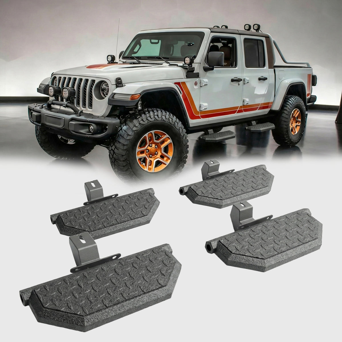 Running Boards For 2018-2025Jeep Wrangler JL / 20-26 Jeep Gladiator JT 4 Doors