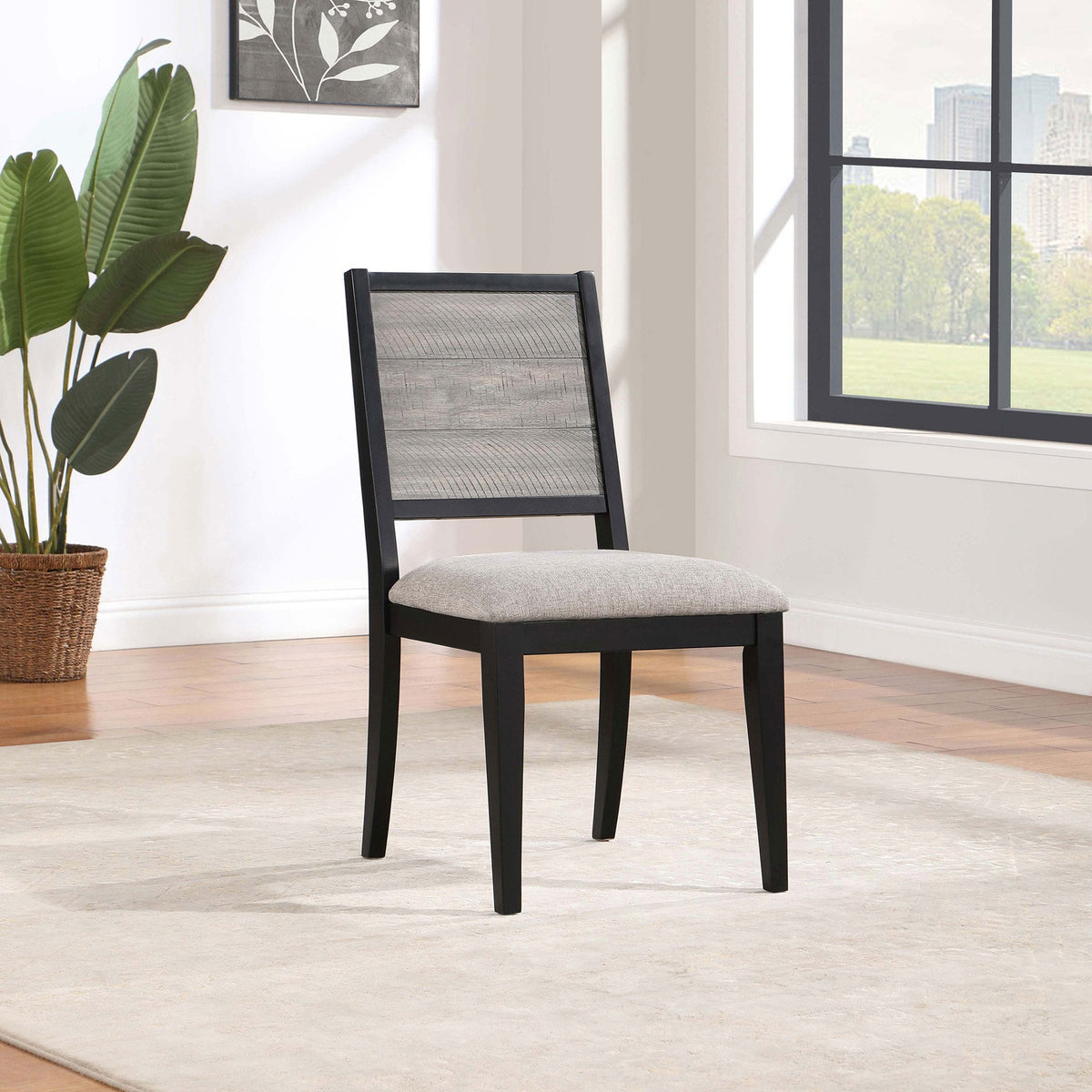Dutchie Grey and Black Upholstered Dining Side Chair (Set of 2)