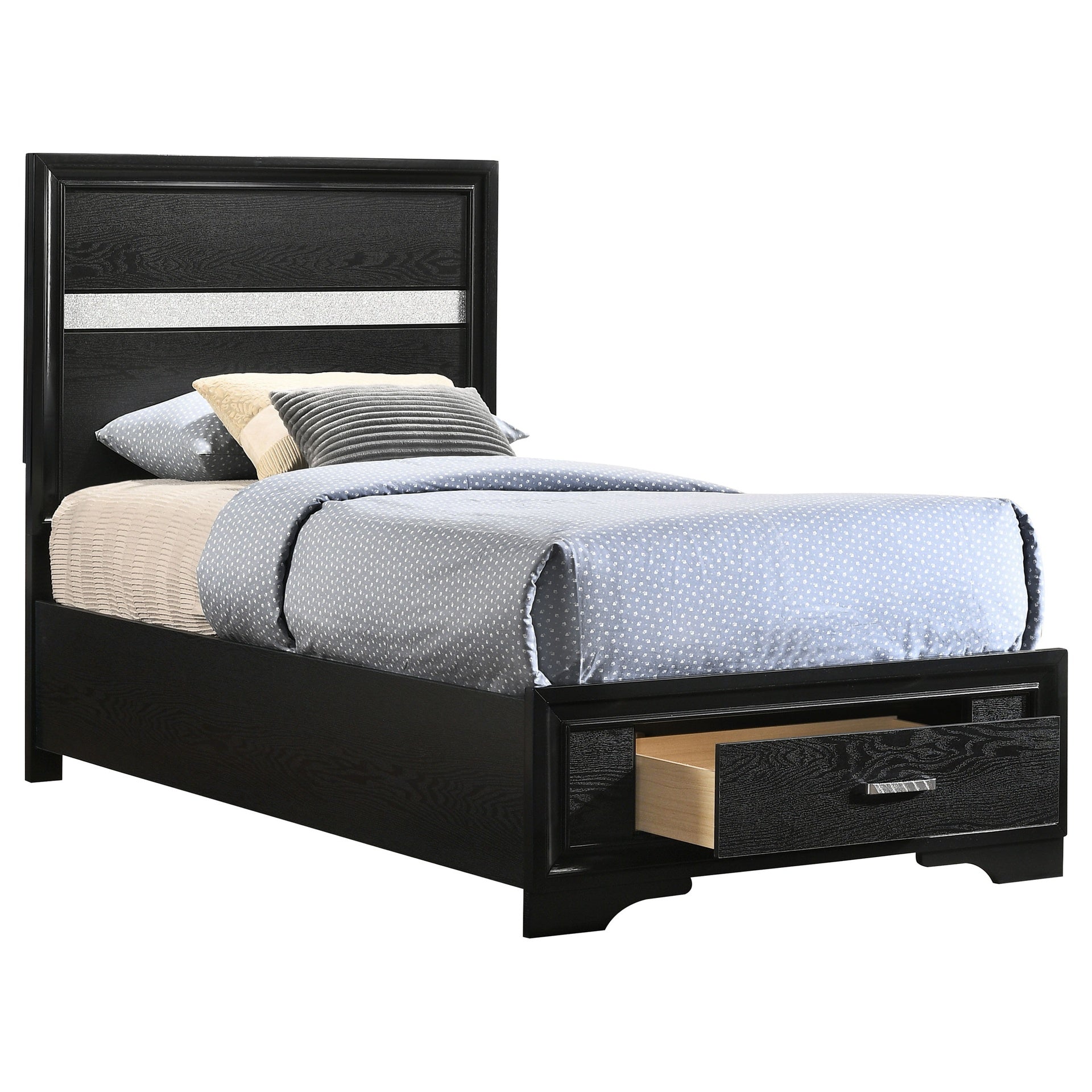Urbana Black Twin Storage Panel Bed