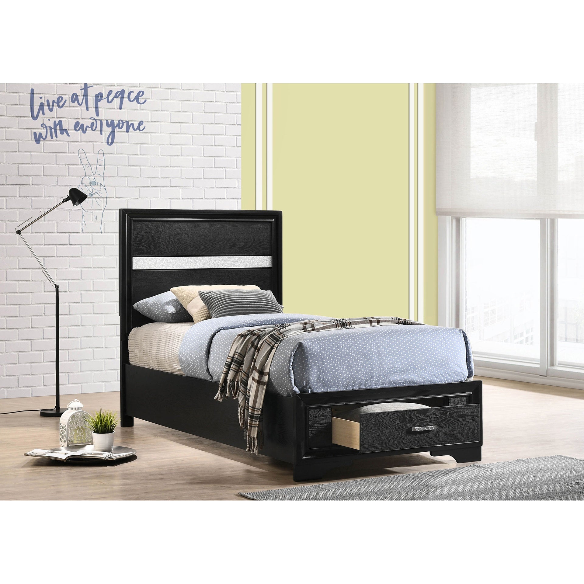Urbana Black Twin Storage Panel Bed