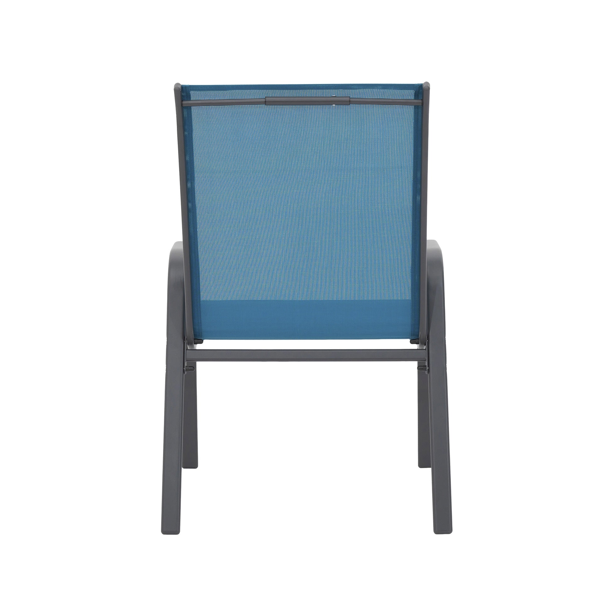 4 Piece Patio Chairs, Outdoor Camping Chairs with Breathable Textilene Fabric, Set of 2 Garden Chairs with Armrest High Backrest for Garden Patio Pool Beach Yard Space Saving ( Blue)