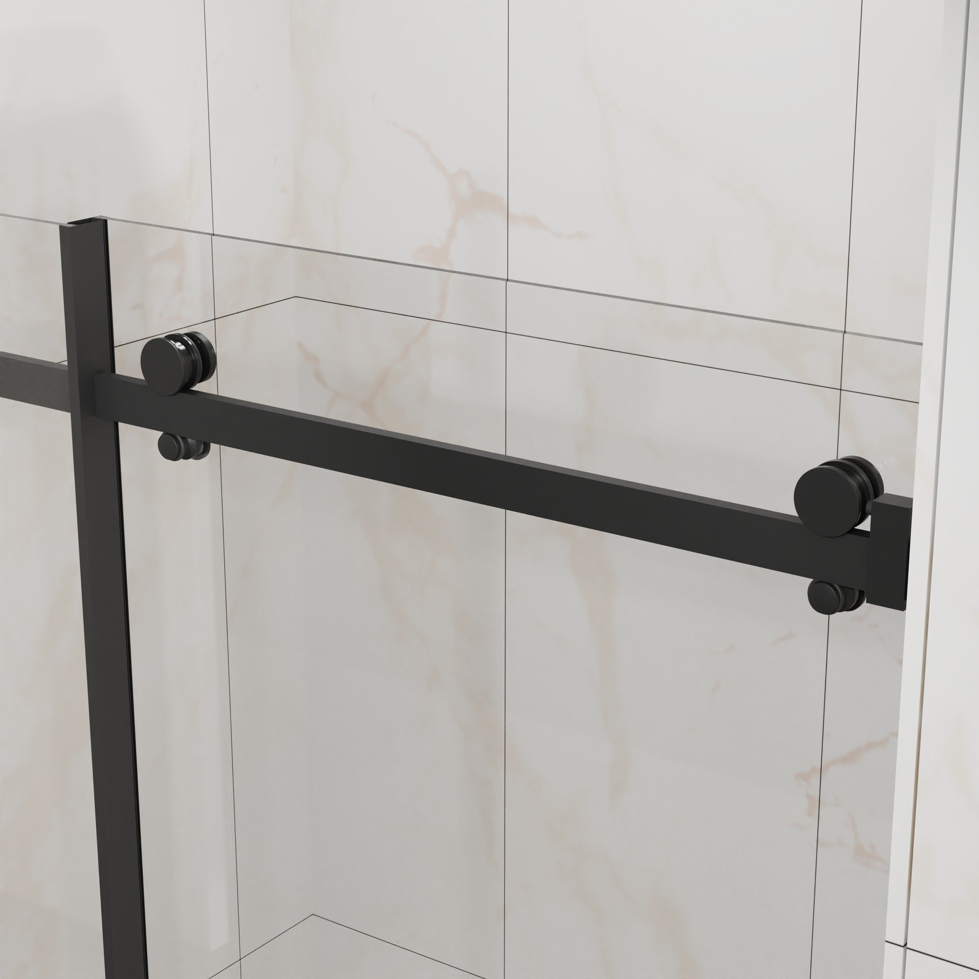 Goodyo 48" W x 72" H Sliding Shower Door, Frameless Sleek Glass Shower Door, 1/4" (6mm) Thick Tempered Clear Glass with Easy-clean Coating, Stainless Steel Hardware, Matte Black