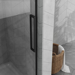 Goodyo 48"x72" Frameless Sliding Shower Door Combo w/ 48"x32" White Acrylic Shower Base, 1/4" (6mm) Tempered Glass Door, Stainless Steel Hardware, Matte Black