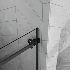 Goodyo 48"x72" Frameless Sliding Shower Door Combo w/ 48"x32" White Acrylic Shower Base, 1/4" (6mm) Tempered Glass Door, Stainless Steel Hardware, Matte Black