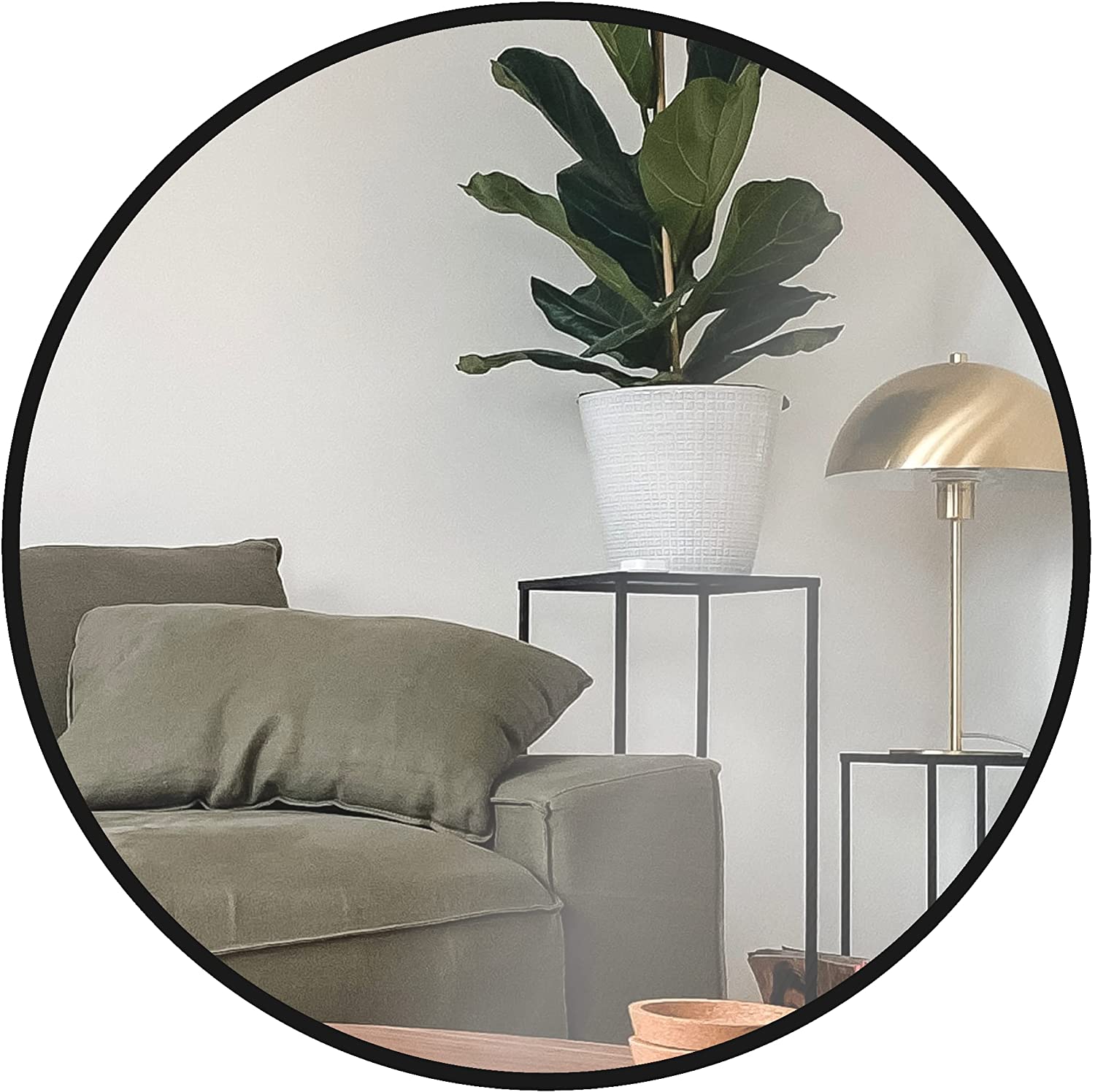 30 Inch Black Metal Framed Round Bathrrom Mirror for Wall.(W2203P182013)