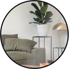 30 Inch Black Metal Framed Round Bathrrom Mirror for Wall.(W2203P182013)