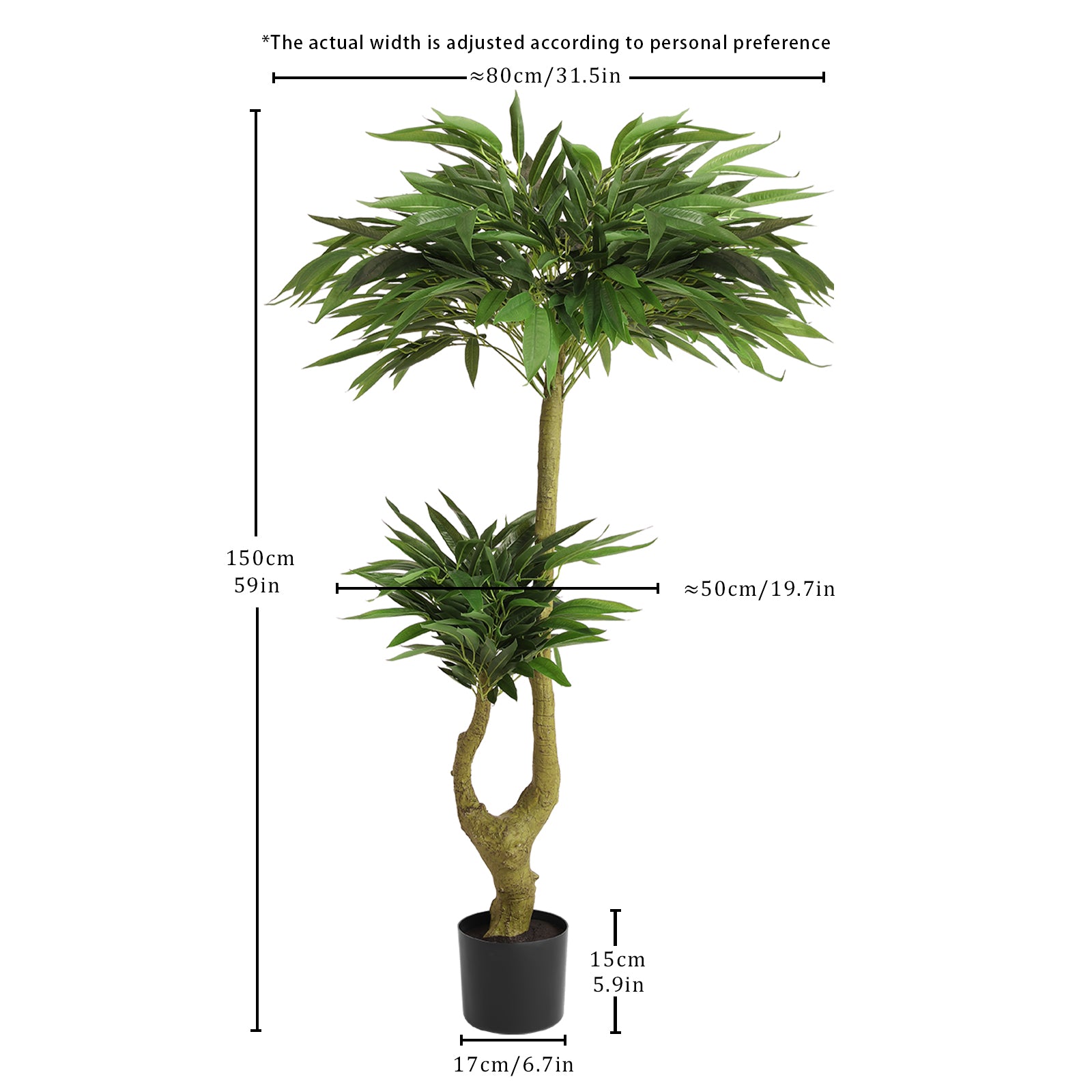 5FT Artificial Willow Tree Tall Fake Potted Plant Faux Green Silk Tree with Black Plastic Pot for Indoor Home Office Living Room Bedroom Decoration, 1pc/set