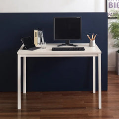 Harry Contemporary Wood and Metal Computer Desk in Ivory