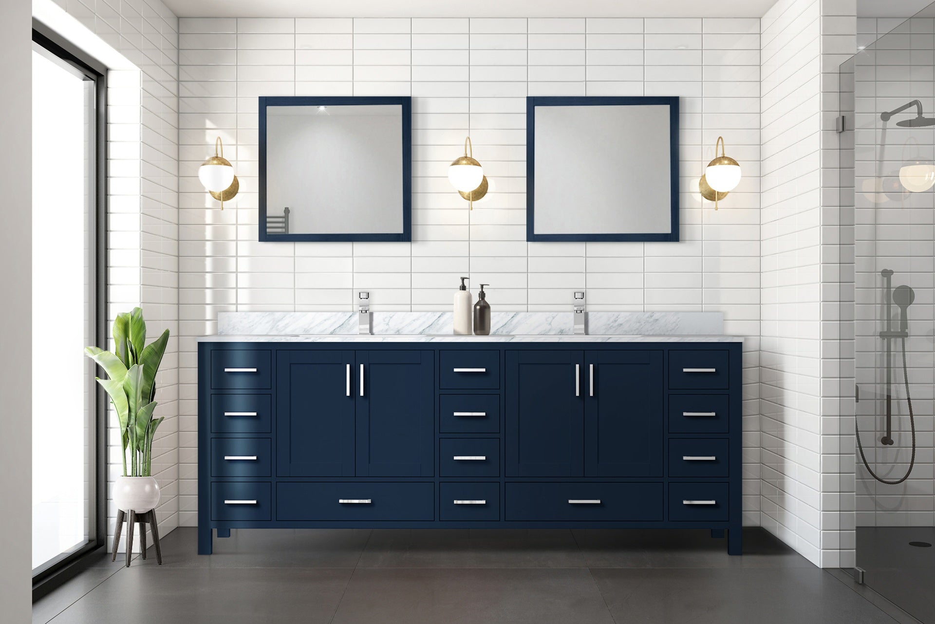 Navy Blue Double Bath Vanity 84 in. W x 22 in. D