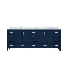 Navy Blue Double Bath Vanity 84 in. W x 22 in. D, with Carrara Marble Top