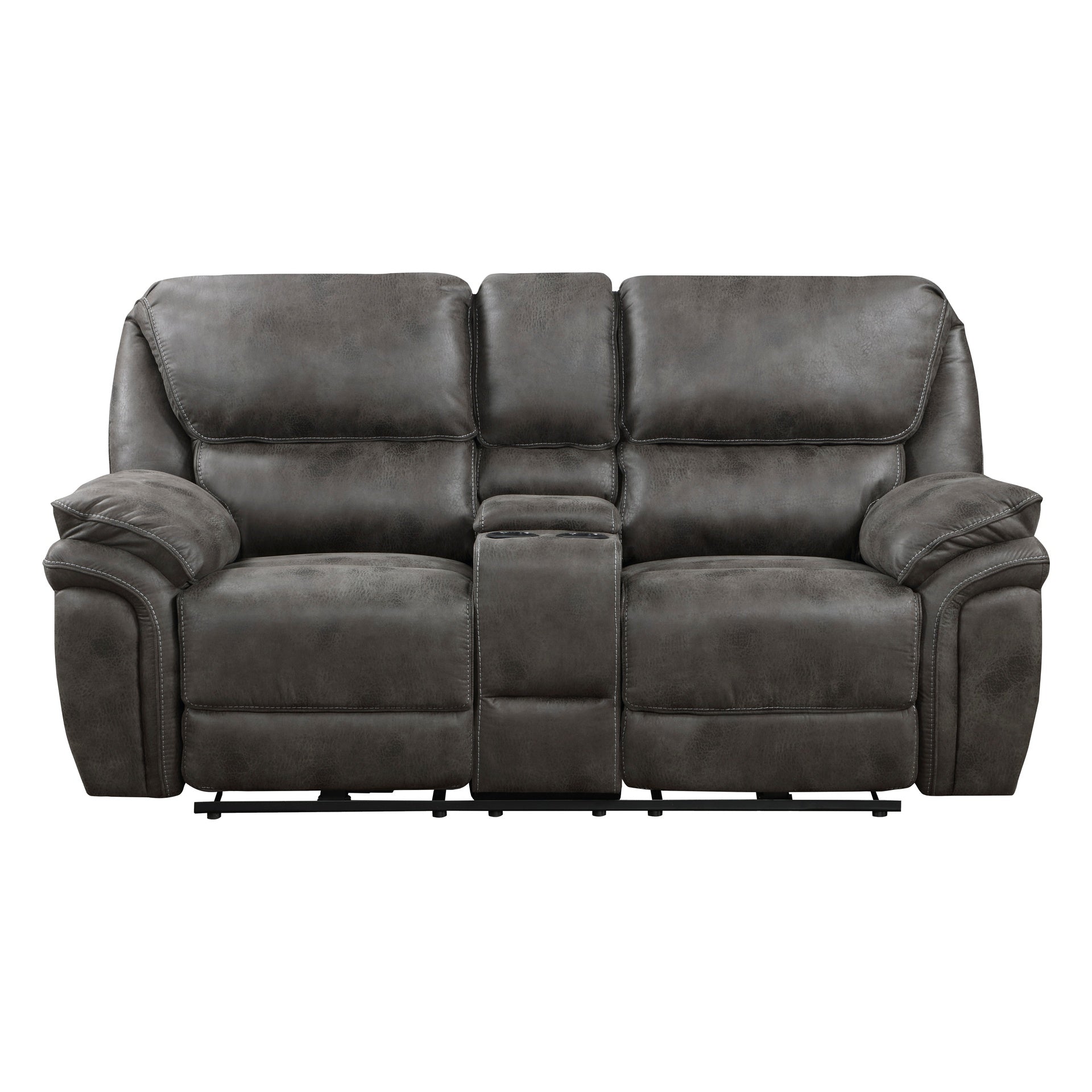 Plush Modern Design Living Room Power Reclining Loveseat Gray Microfiber Upholstery USB port Solid Wood Frame Furniture 1pc