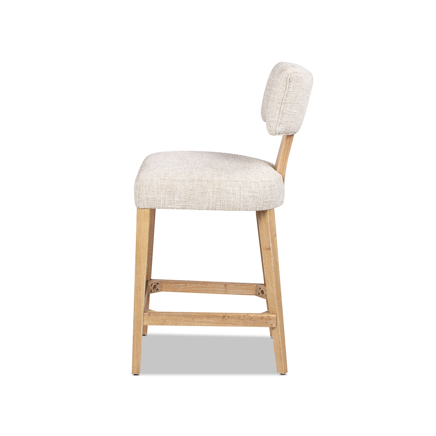 Penny Round Arched Upholstered Counter Stool, Set of 2, Travertine Beige Chenille