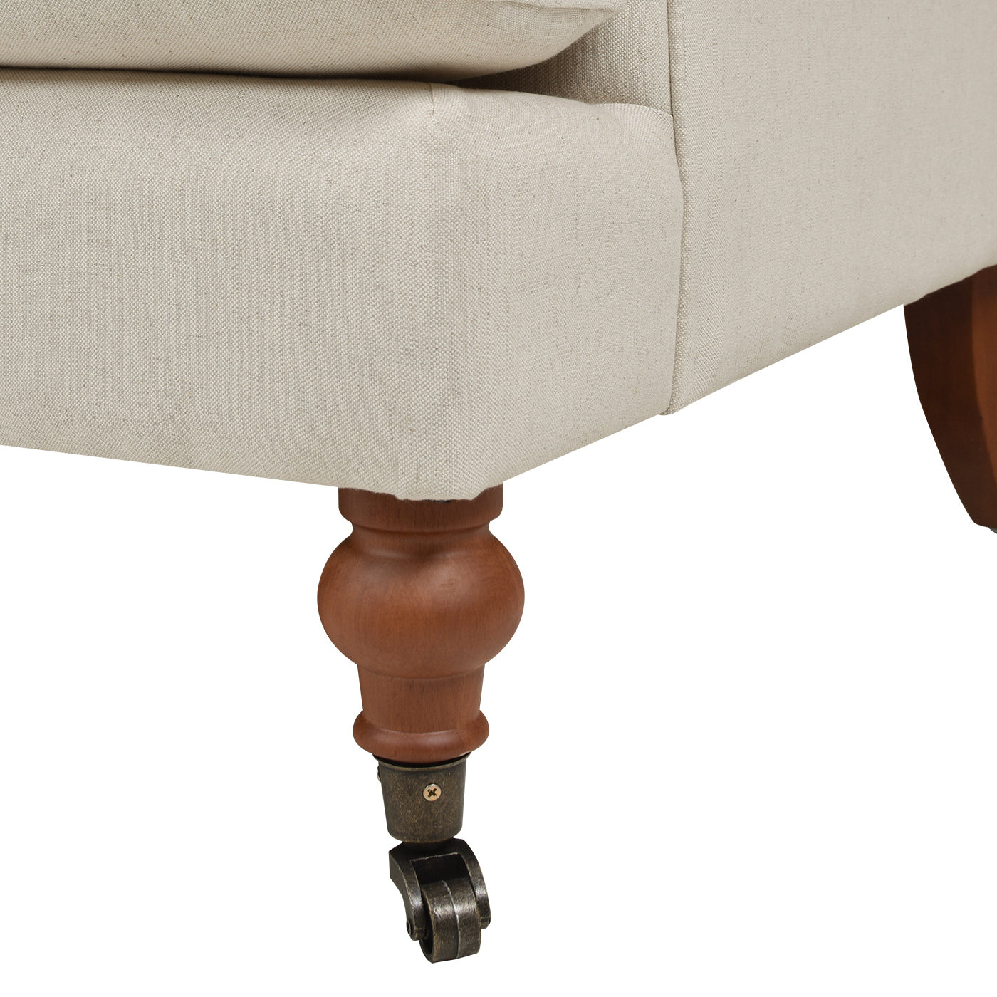 Alana 38" Lawson Accent Arm Chair Metal Casters, Light Beige Linen