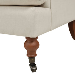 Alana 38" Lawson Accent Arm Chair Metal Casters, Light Beige Linen
