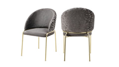 Onyx Modern Style 2PC Chairs made with Velvet fabric and Gold coated metal  Legs -Dark Gray
