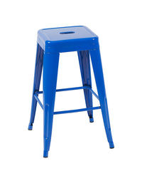 24 Inch Counter Height Stool, Backless Metal Bar Stools Set of 4, Non-Stackable, Detachable & Easy Assembly, Space-Saving Design for Kitchen Island/Bar/Café/Dining Room (Blue)