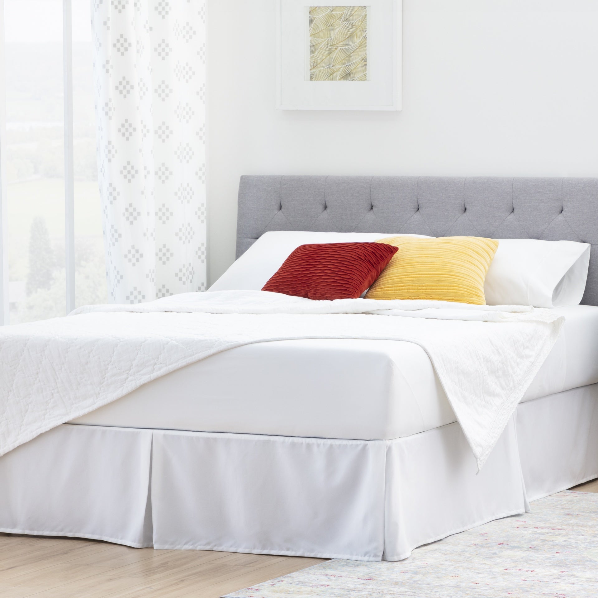 Linenspa 80gsm microfiber bedskirt, Cal King, White