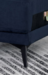 Contemporary Style Armless Chair Steel Legs Tight Back Cushion Pillow On Armrest Adjustable Headrest Navy Finish Primary Living Room