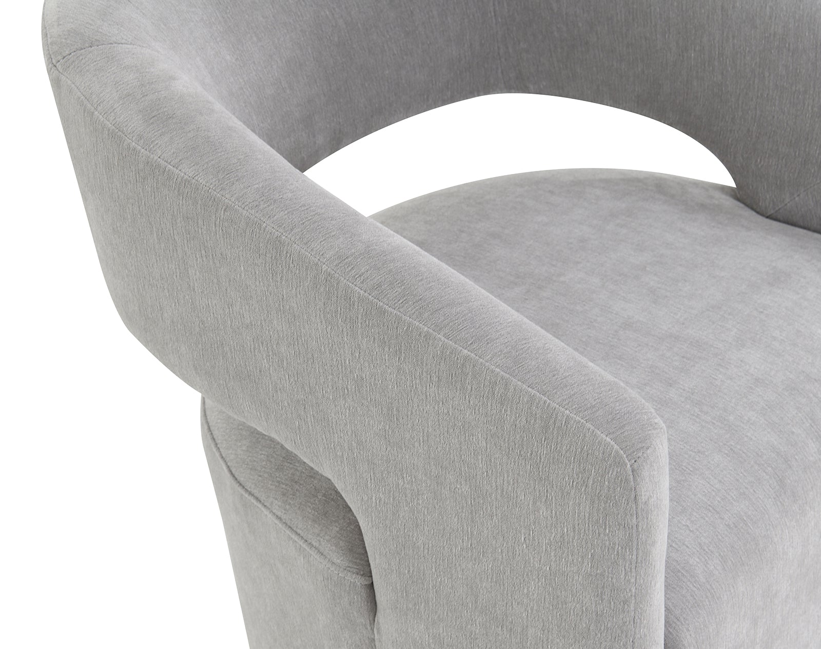 Light Gray Finish 1pc Arm Chair Pedestal Base w/ Casters Round Seat Textured Fabric Contemporary Bedroom Furniture