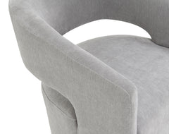 Light Gray Finish 1pc Arm Chair Pedestal Base w/ Casters Round Seat Textured Fabric Contemporary Bedroom Furniture