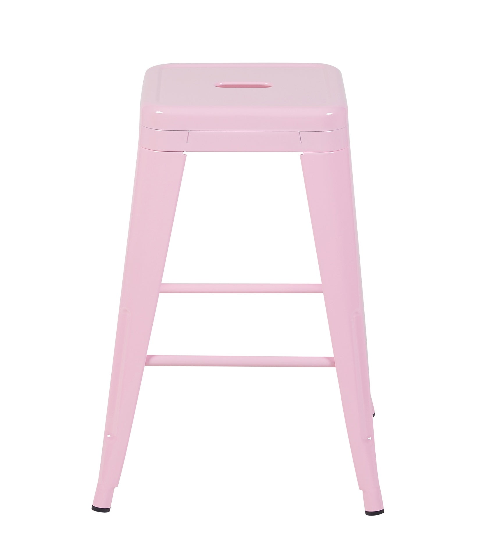 24 Inch Counter Height Stool, Backless Metal Bar Stools Set of 2, Non-Stackable, Detachable & Easy Assembly, Space-Saving Design for Kitchen Island/Bar/Café/Dining Room (Pink)