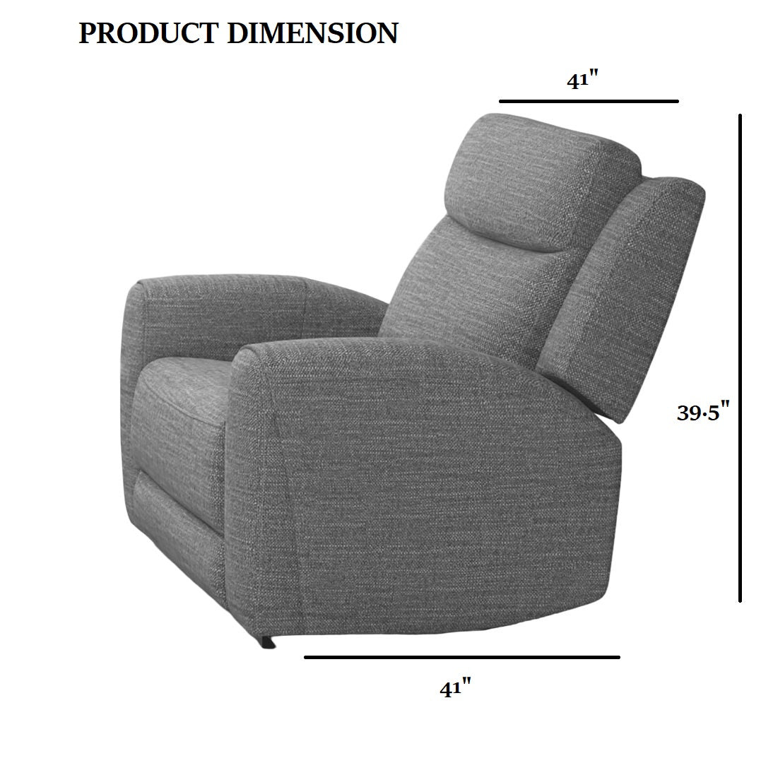 Contemporary Style Manual Recliner High Density Foam Contour Arms Wide Seat Gray Finnish Primary Living Room