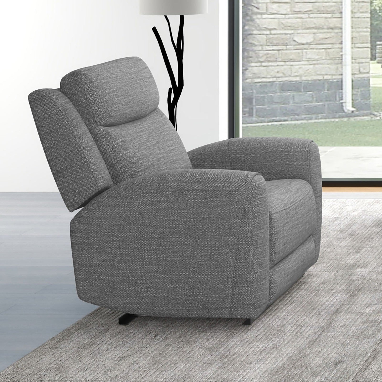 Contemporary Style Manual Recliner High Density Foam Contour Arms Wide Seat Gray Finnish Primary Living Room