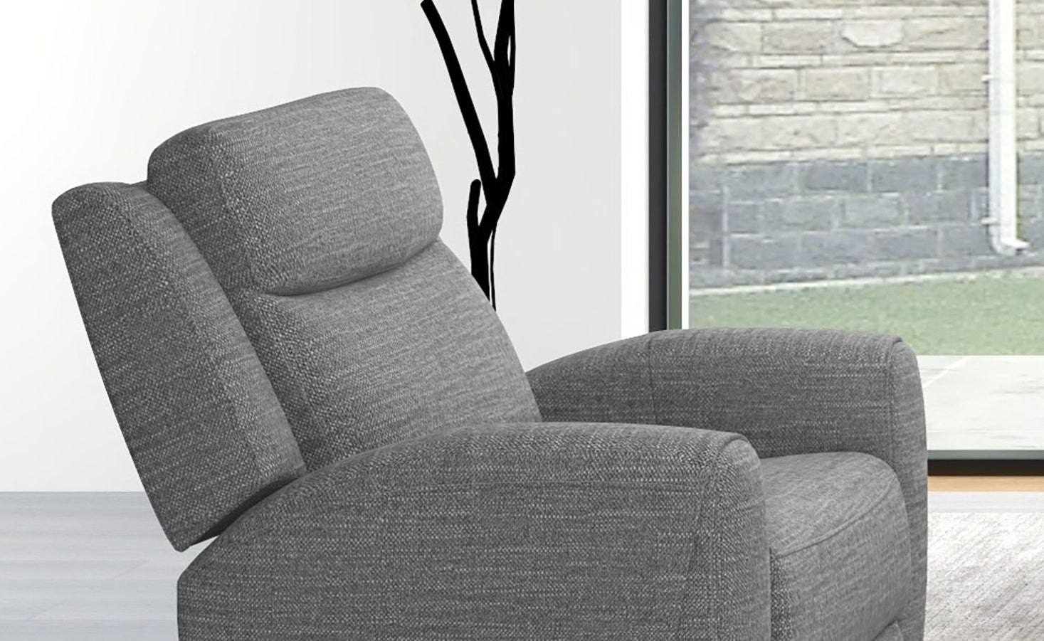 Contemporary Style Manual Recliner High Density Foam Contour Arms Wide Seat Gray Finnish Primary Living Room