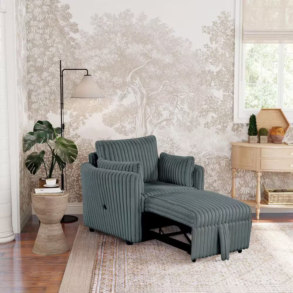 Dark Gray Finish Contemporary Style 1pc Chair Curved Arms USB Charging Port Modular Design Faux Fur Polyester Fiber Primary Living Room