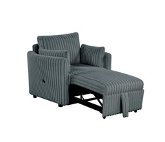 Dark Gray Finish Contemporary Style 1pc Chair Curved Arms USB Charging Port Modular Design Faux Fur Polyester Fiber Primary Living Room