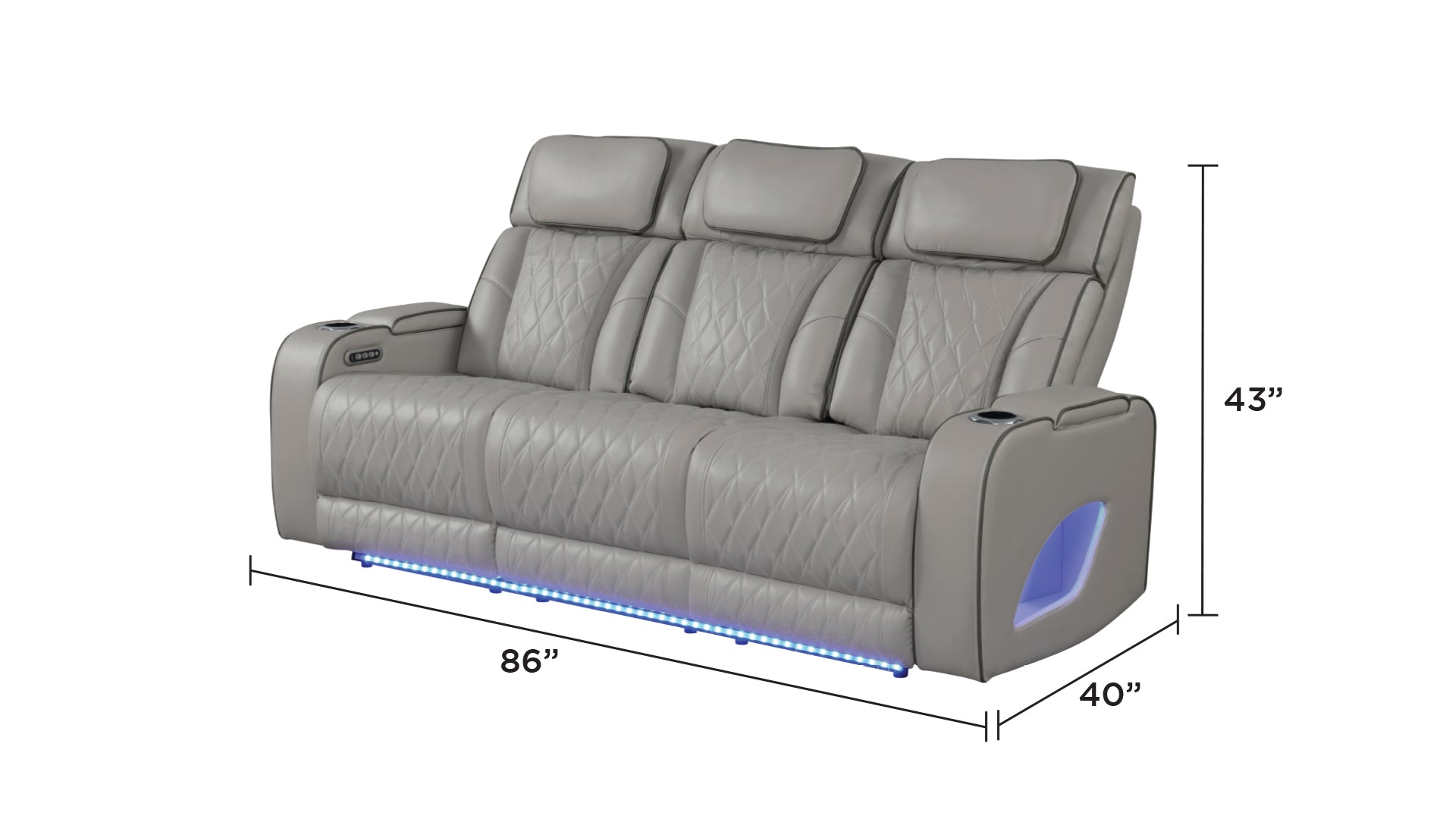 Fortuner Modern Style Upholstery Recliner 2PC Livingroom Set Made with Wood & Massage Function Included-Gray (NJ Inventory)