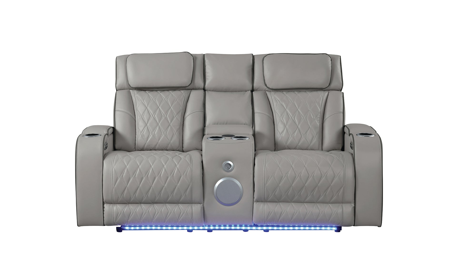 Fortuner Modern Style Upholstery Recliner 2PC Livingroom Set Made with Wood & Massage Function Included-Gray (NJ Inventory)