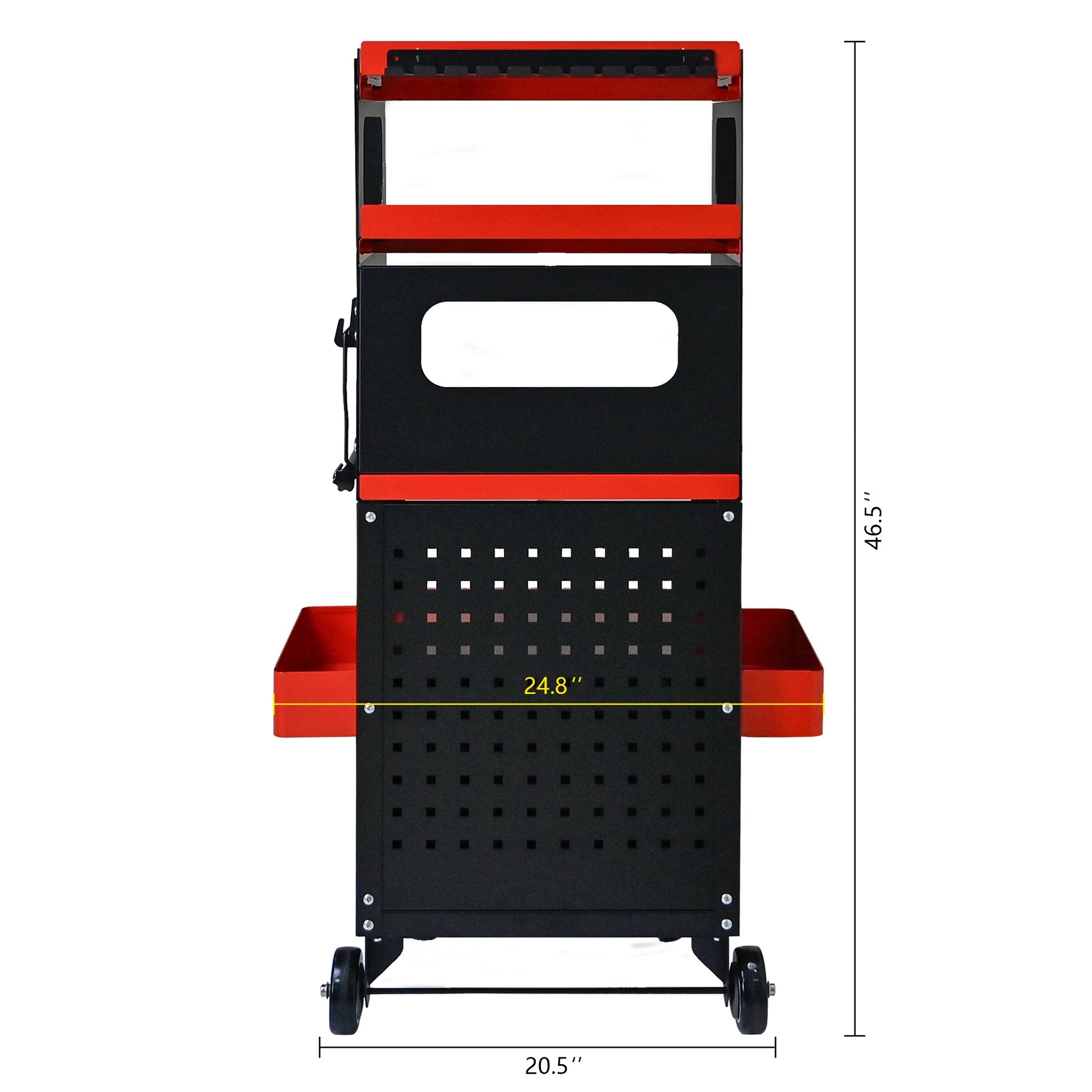 4-Level Multi-functional Diagnostic Trolley,Car Diagnostic Equipment Cart, With 360° Rotating and Lockable Casters-Black&Red
