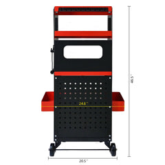 4-Level Multi-functional Diagnostic Trolley,Car Diagnostic Equipment Cart, With 360° Rotating and Lockable Casters-Black&Red