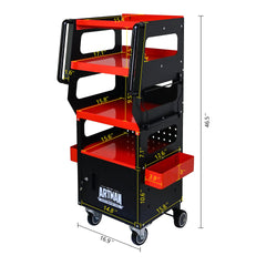 4-Level Multi-functional Diagnostic Trolley,Car Diagnostic Equipment Cart, With 360° Rotating and Lockable Casters-Black&Red