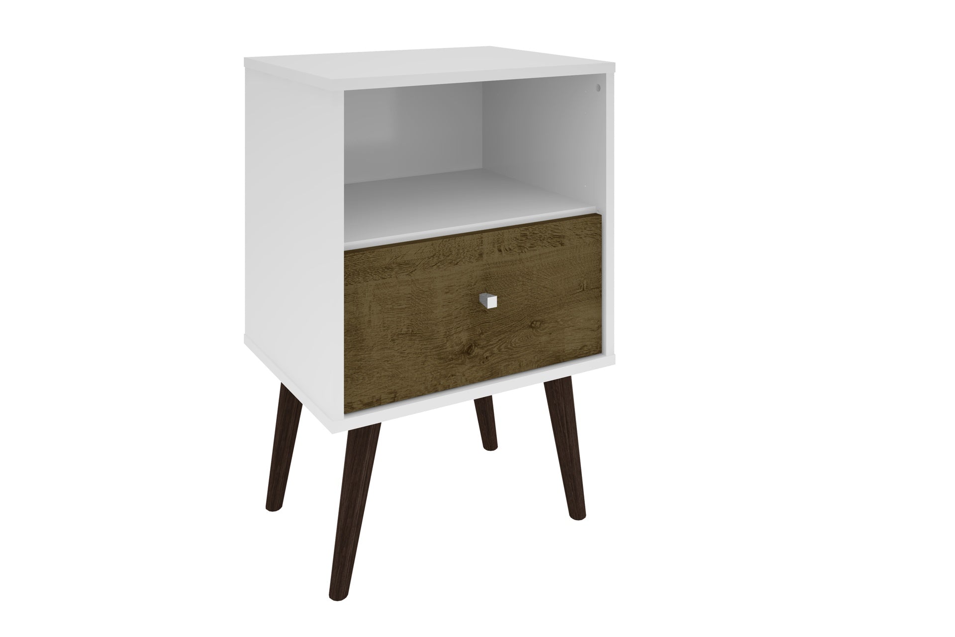 Nightstand in White and Rustic Brown