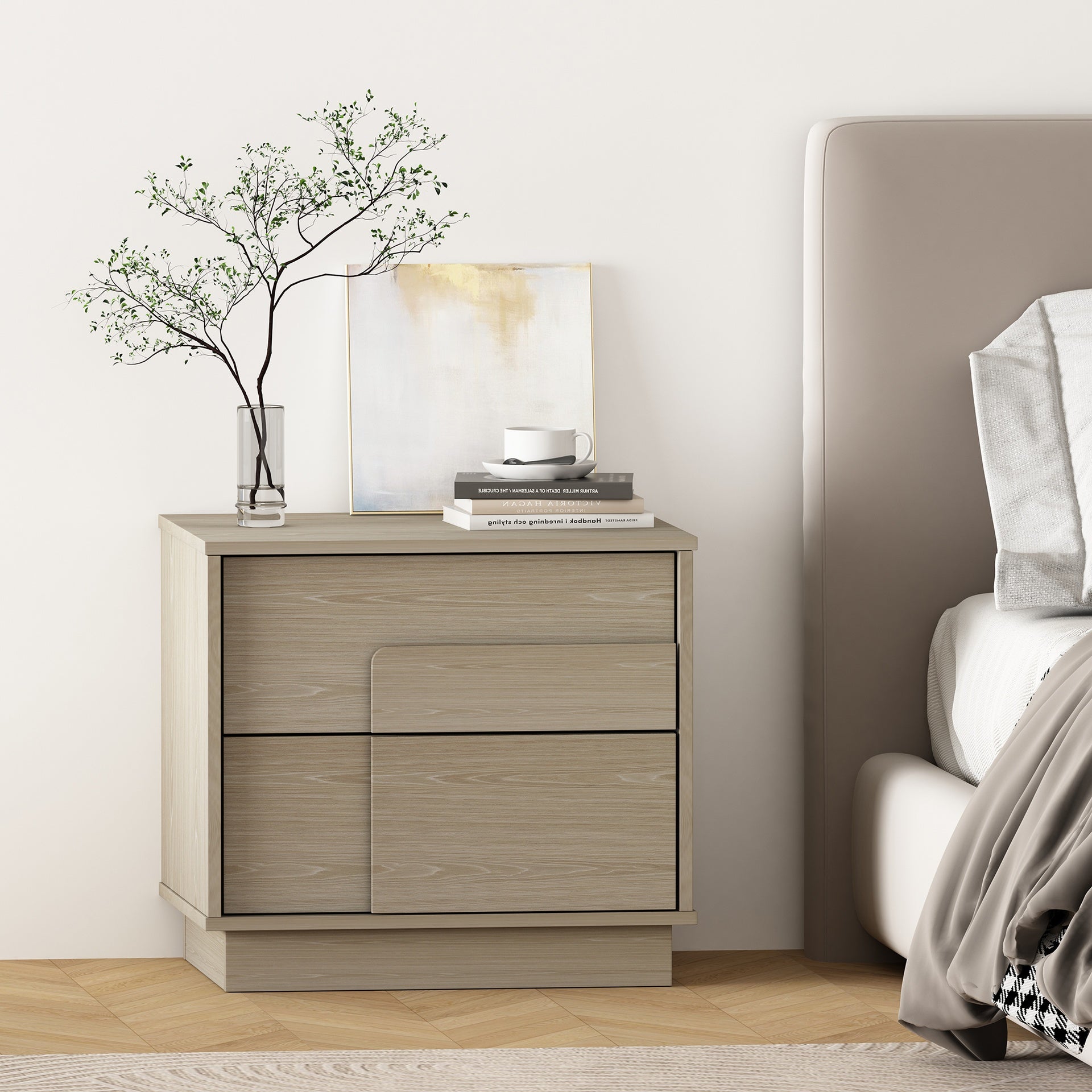 Nightstand in Whitewashed Oak