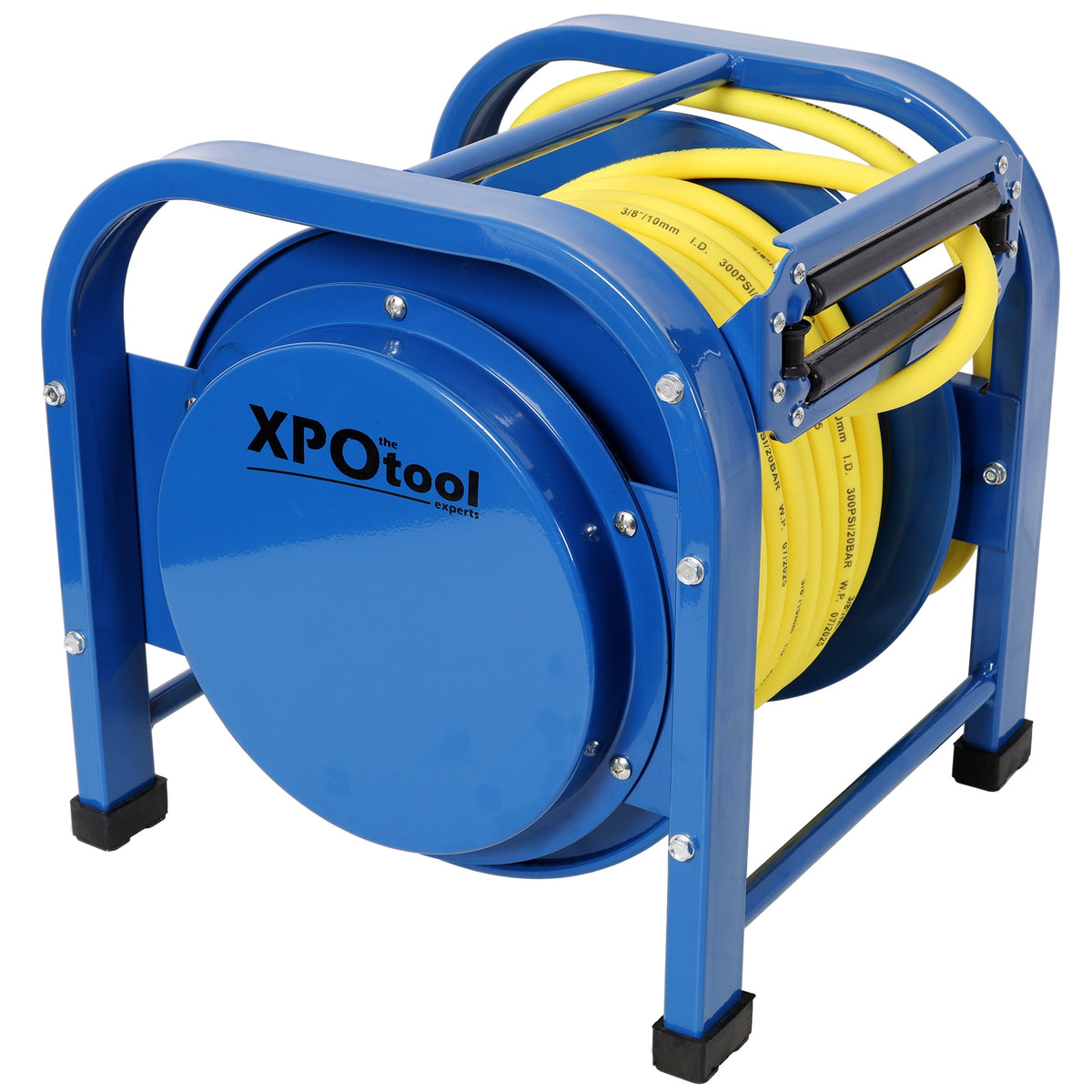 Retractable Air Hose Reel, 3/8" x 100 Feet, 300 PSI, Spring-Driven Steel, Heavy Duty Industrial, Hybrid hose, Portable and Durable