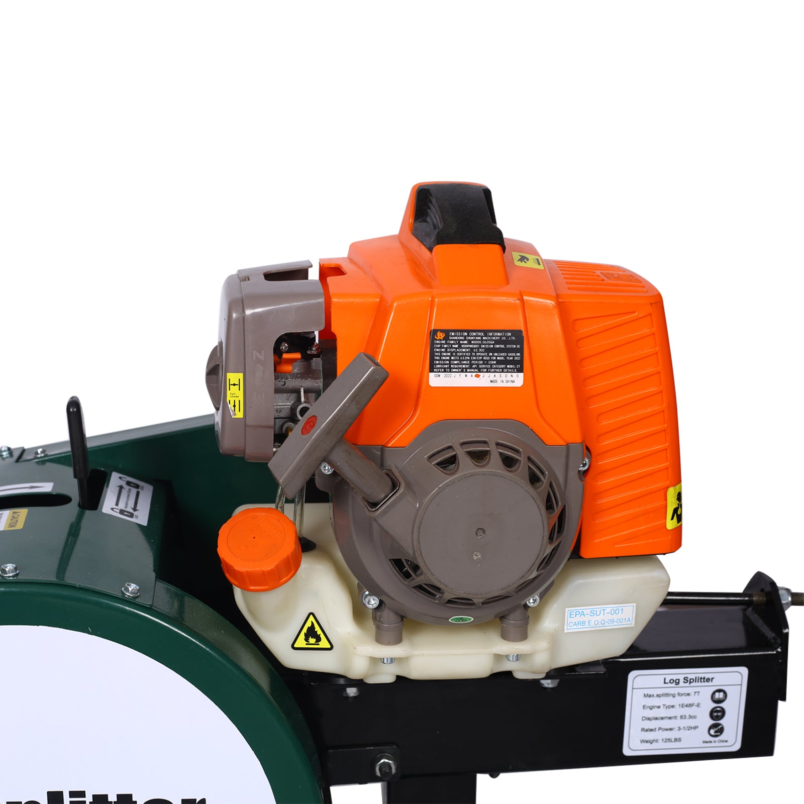 Double Flywheel Electric Log Splitter 7-Ton Compact Horizontal Gas Log Splitter with Auto Return 20in,portable  63cc engine firewood splitting forestry harvesting