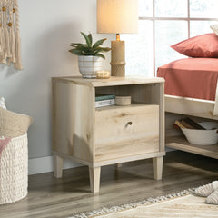 Coastal Night Stand with Large Drawer, Brown Finish