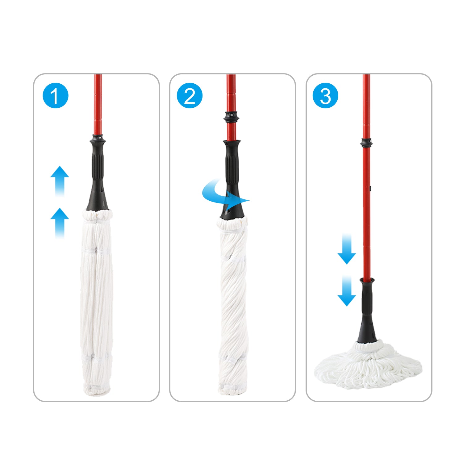 57.5-inch long handle self bending twist mop, dry and wet ultra-fine fiber floor mop, wet mop for floor cleaning, commercial and household cleaning hardwood, vinyl, ceramic tiles, etc
