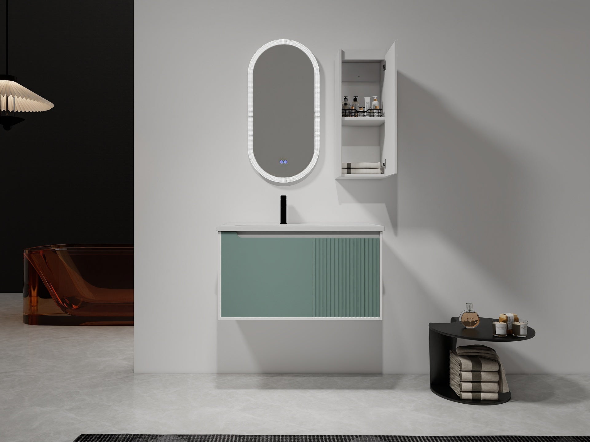 12" Bathroom Side Cabinet,Soft Close Doors,Float Mounting Design,(KD-Packing)